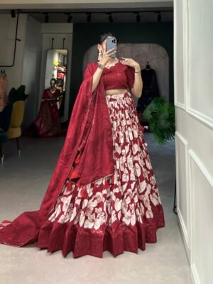 Red Lehenga Choli For Women, Floral Lehenga, Party Wear Lehenga Choli, Anniversary Gift, Bridal Wear Lehenga, Lehenga For Girl, Wedding Outfit